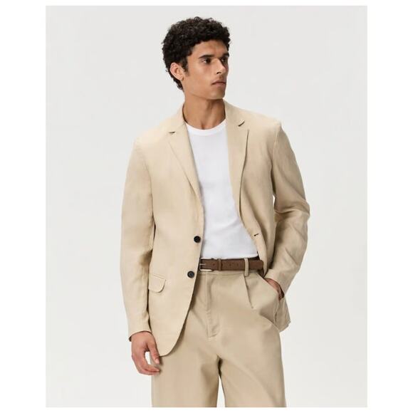 NWT Quince 100% European Linen Blazer Khaki Preppy Classic Neutral Mens Size XL